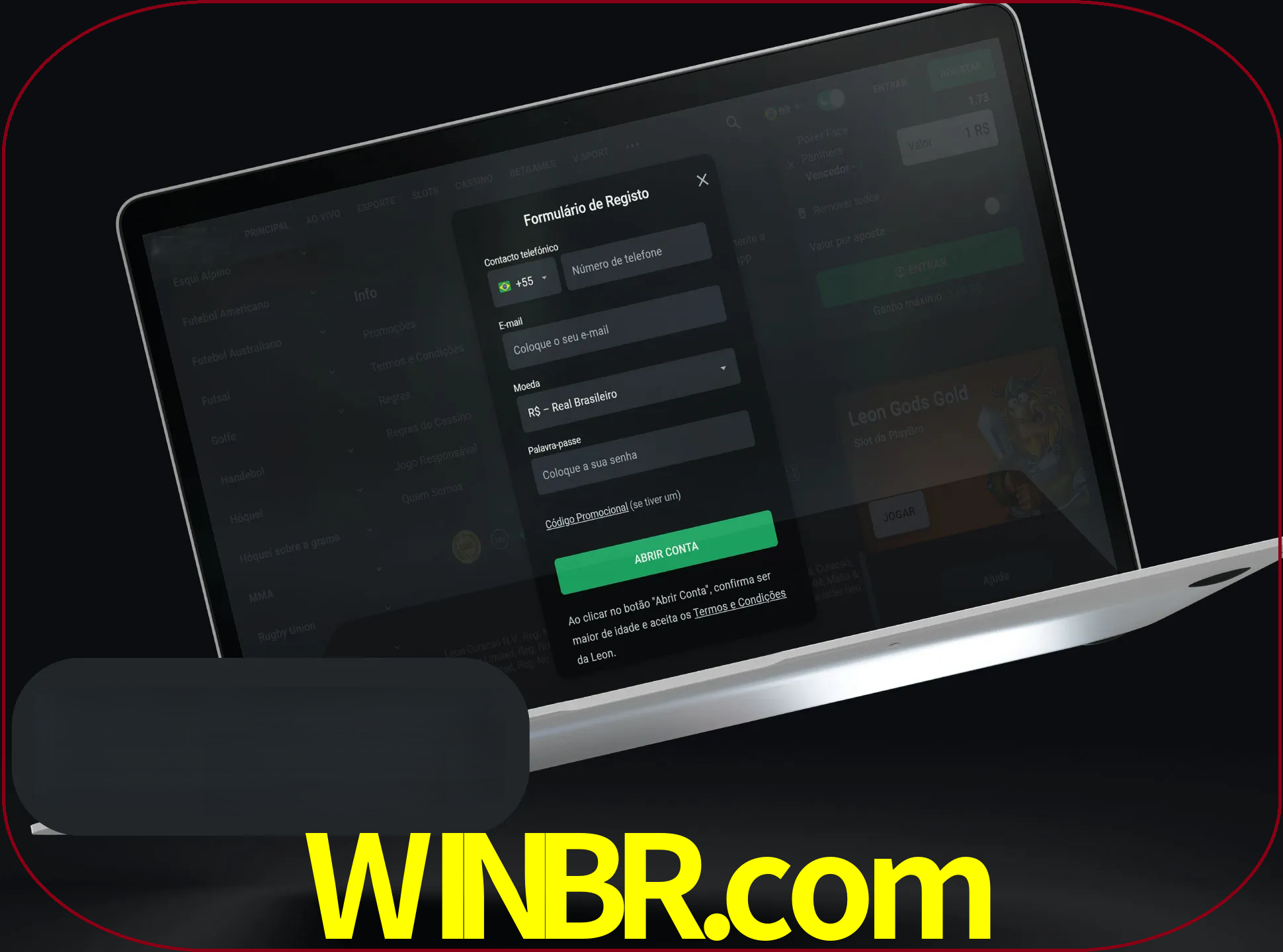 Abra o site da LeonBet e crie sua própria conta.