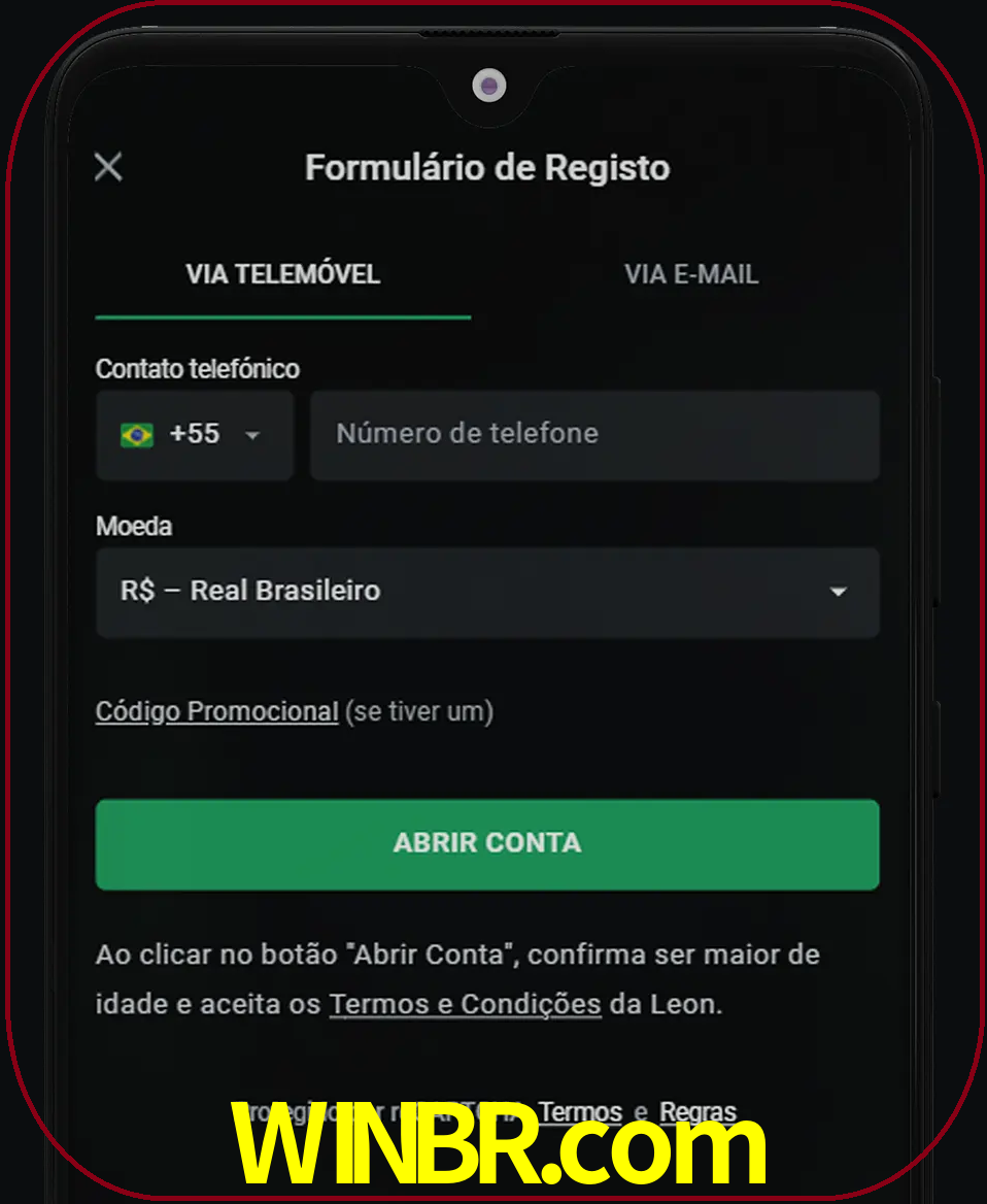 Abra o aplicativo e inicie o processo de registro.